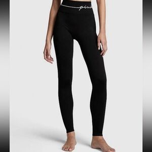 VS Pink Active Seamless Leggings Full Length, High Waist Size Large - Black
